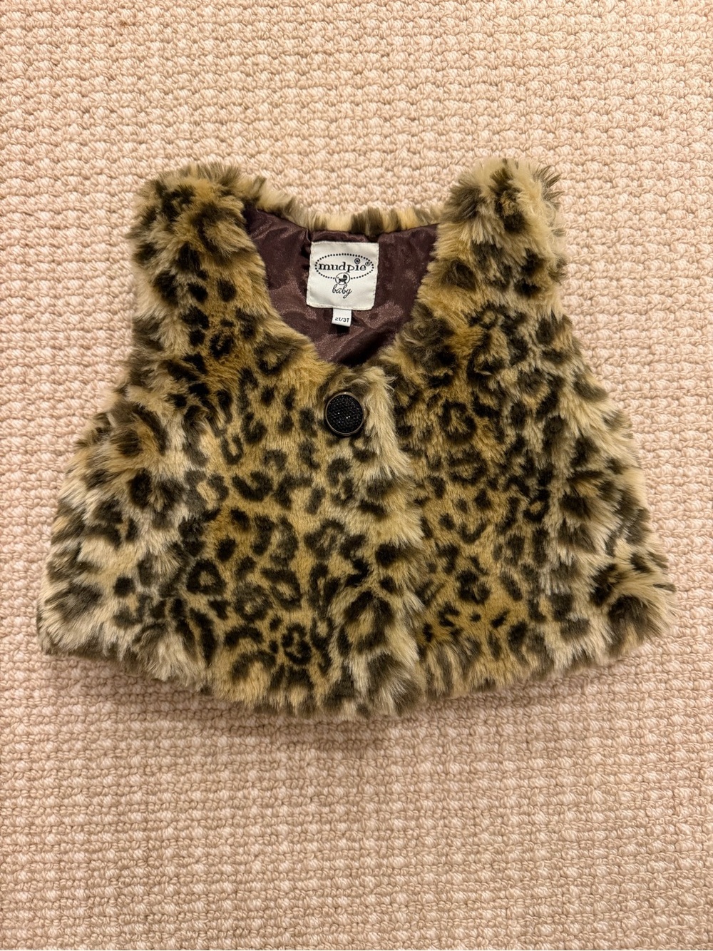 Mud Pie Leopard Faux Fur Kids Vest